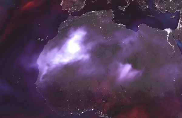 El polvo del Sahara representado con las manchas blancas sobre el norte de Africa (Foto: NASA)
