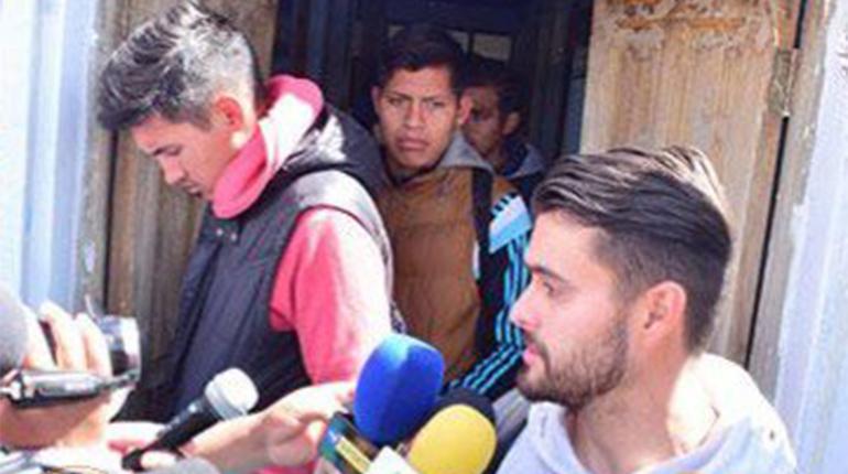 Los jugadores de San José hablan con los medios, hoy. | Máquina Deportes