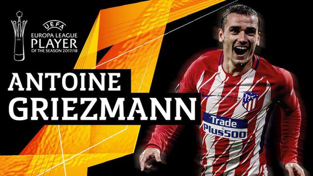 griezmann fue elegido el mejor jugador de la uefa europa league 2017 18
