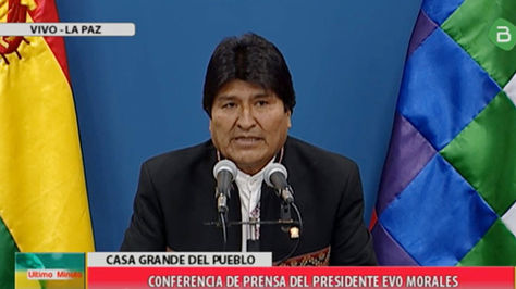 El presidente Evo Morales anuncia que Bolivia presentó una contrademanda contra Chile en el caso del Silala. Foto: Ángel Guarachi