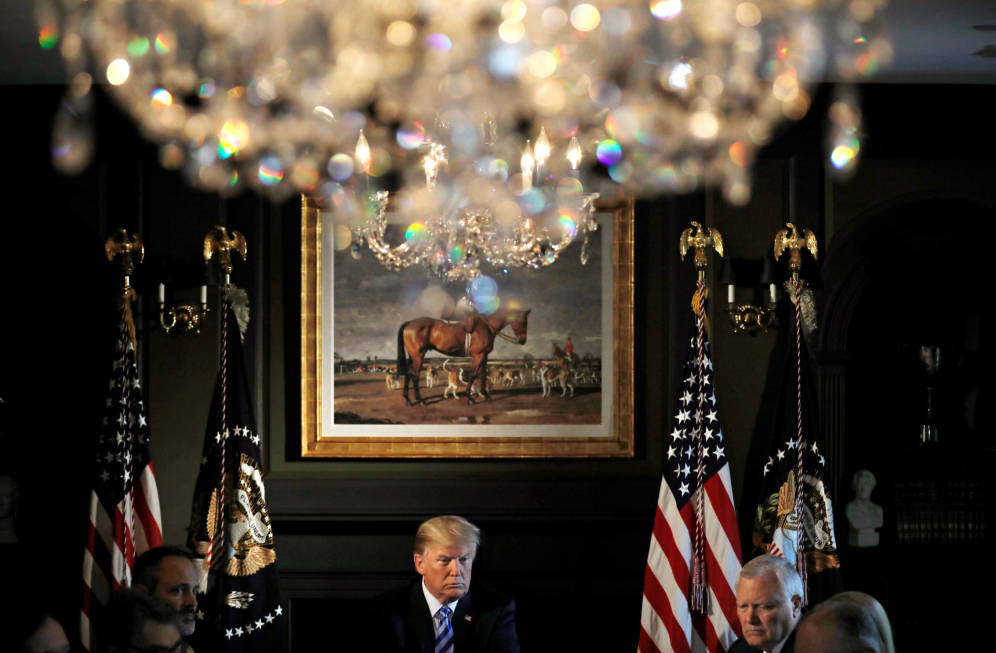 Foto: Donald Trump durante un encuentro con líderes estatales en Berkeley Heights, Nueva Jersey. (Reuters)