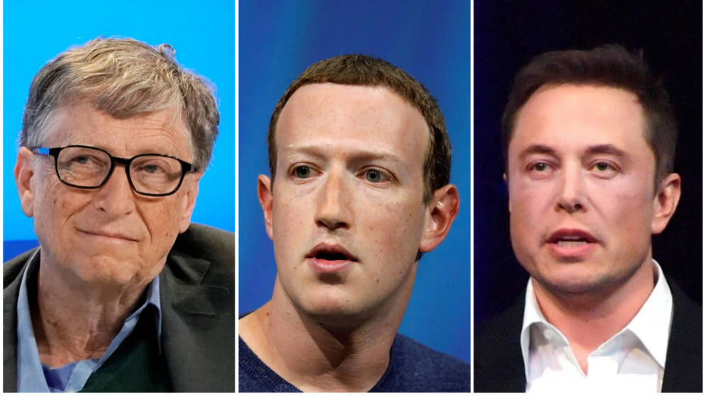 Foto: Bill Gates, Mark Zuckerberg y Elon Musk (Reuters)