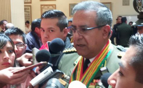 El comandante General de la Policía, Faustino Mendoza, en rueda de prensa. Foto: La Razón