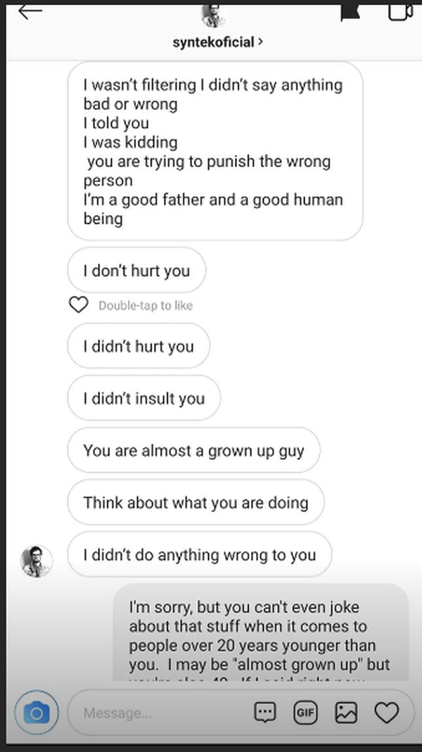 Supuesto intercambio entre un menor de edad y Aleks Syntek