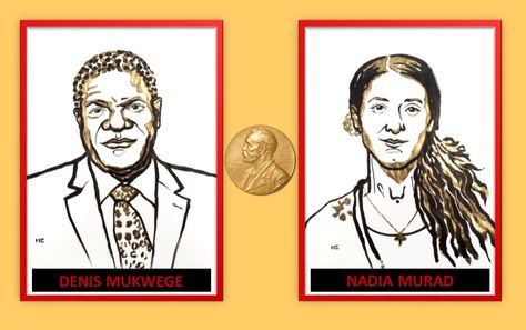 Los ganadores del Premio Nobel de la Paz, Denis Mukwege y Nadia Murad. Con fotos de www.nobelprize.org