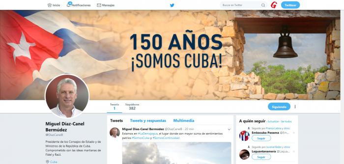 Díaz-Canel se convirtió este 10 de octubre en el primer presidente cubano con presencia oficial en una red social.