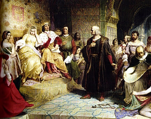 Cristóbal Colón ante los Reyes Católicos