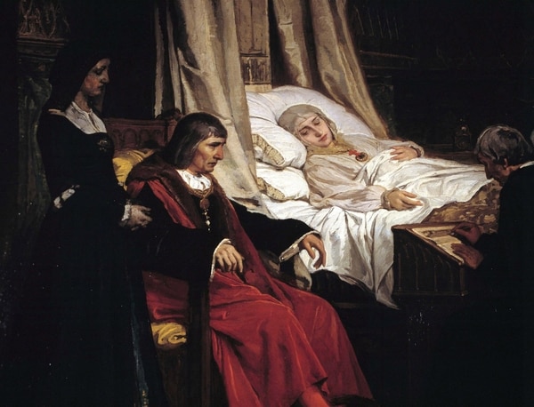 Isabel la Católica dictando su testamento (Oleo de Eduardo Rosales, Museo del Prado, Madrid)