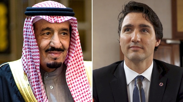 Justin Trudeau y el rey de Arabia Saudita Salmán bin Abdulaziz