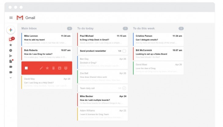 Ejemplo de Gmail transformado por dragapp