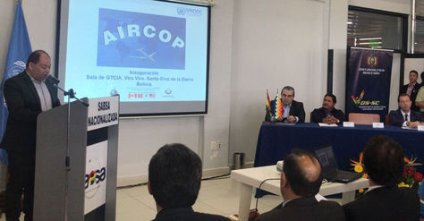 Acto de presentación del grupo especializado en el aeropuerto de Viru Viru este lunes.