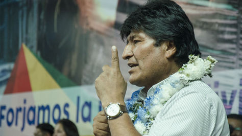 El presidente Evo Morales en el acto por la nacionalización de las minas. Foto: ABI