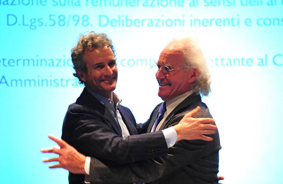 Luciano Benetton con su hijo Alessandro.