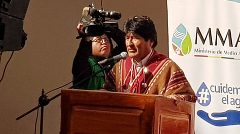 El presidente Evo Morales en el acto en la Asamblea Departamental de Potosí.