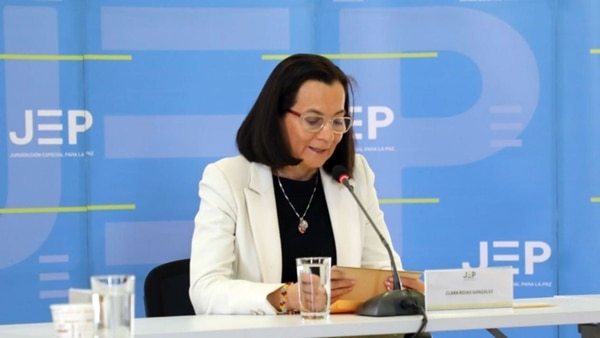 La ex representante del partido Liberal Clara Rojas, durante sus declaraciones en la JEP