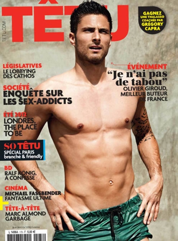 Olivier Giroud fue tapa de la revista gay Têtu