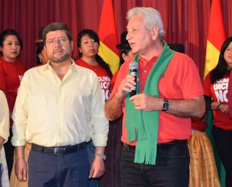 Doria Medina y Costas durante la presentación de la alianza Bolivia dice No en La Paz.