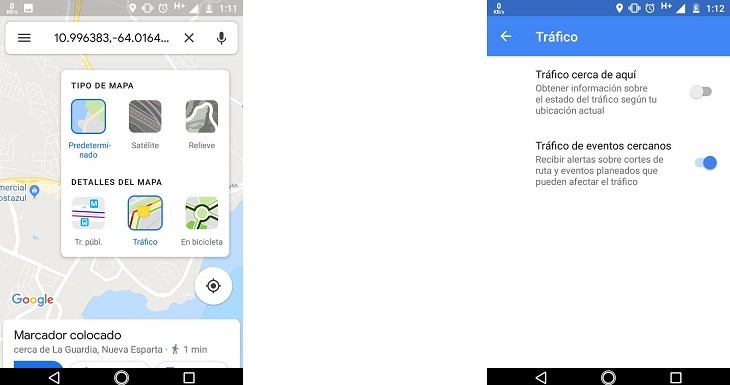 Tráfico en tiempo real en Google Maps