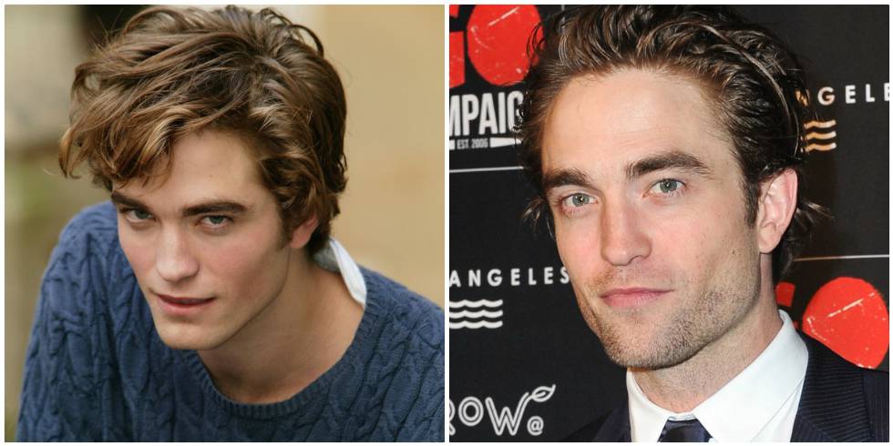 Robert Pattinson en 2005 (izquierda) y en 2018.