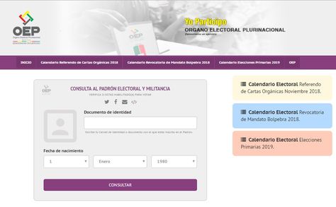 El portal Yo Participo que sirve para verificar la militancia. 