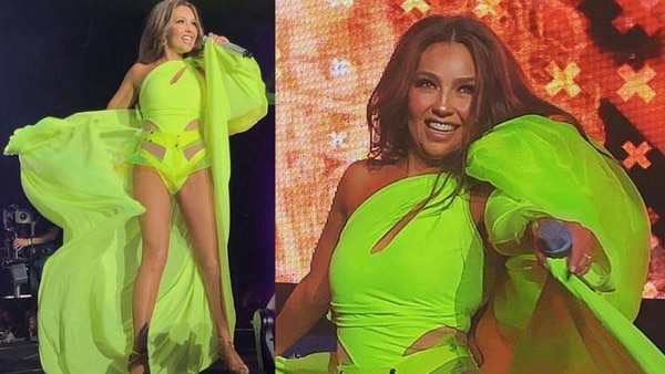 Thalía pasó un momento incómodo sobre el escenario (Foto: Instagram thalia)