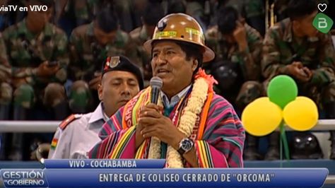 El presidente Evo Morales en un acto con cooperativas mineras