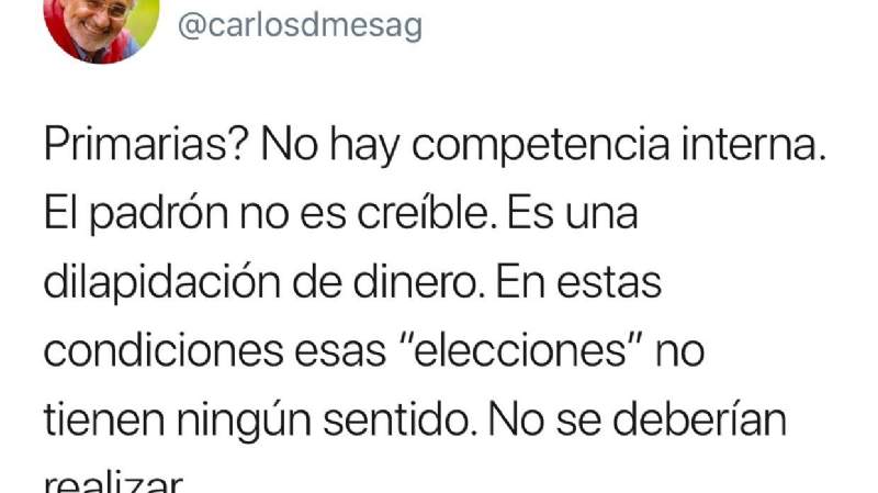 Mesa y otros piden la suspensión de las elecciones primarias