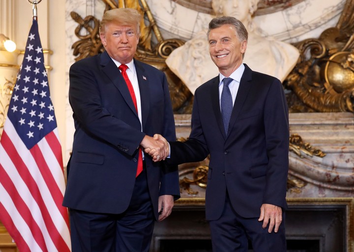 El presidente Donald Trump y Mauricio Macri antes de la reunión de trabajo. P