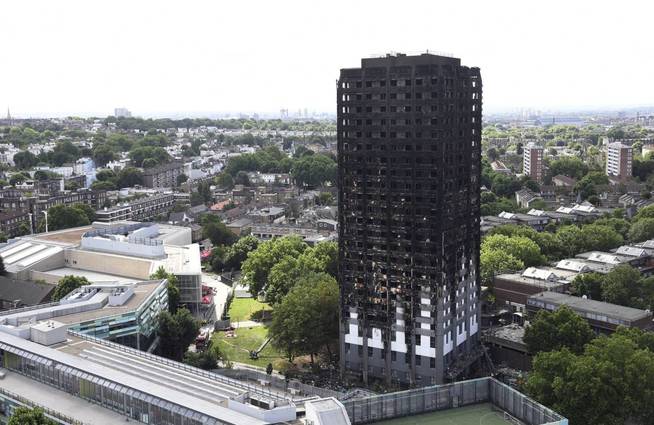 La Torre Grenfell calcinada en una vista área. (EFE)