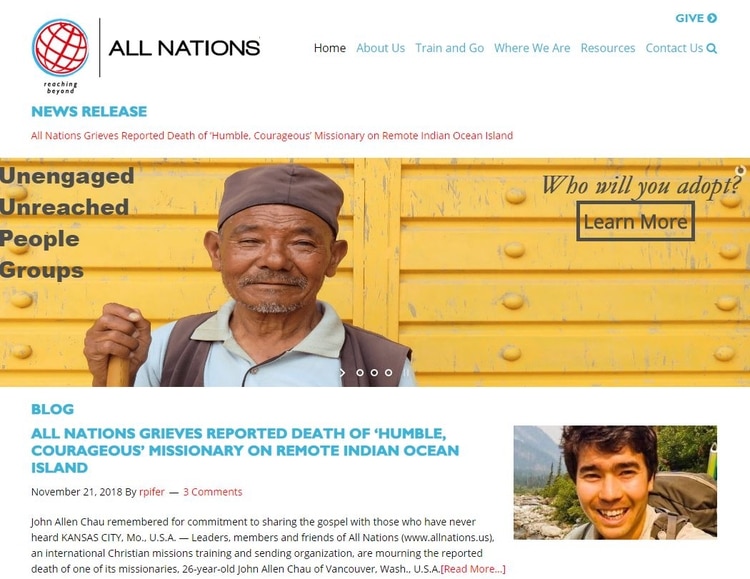 John Allen Chau pertenecía a la congregación All Nations Family