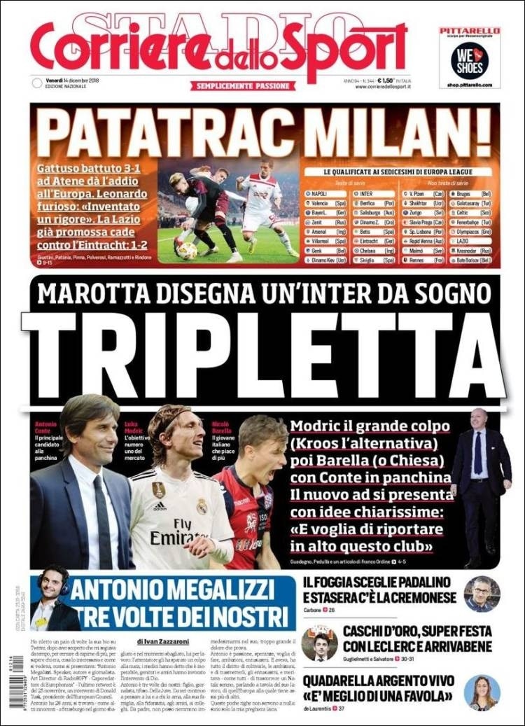 La portada de Corriere dello Sport habla del súper equipo que buscará armar el Inter