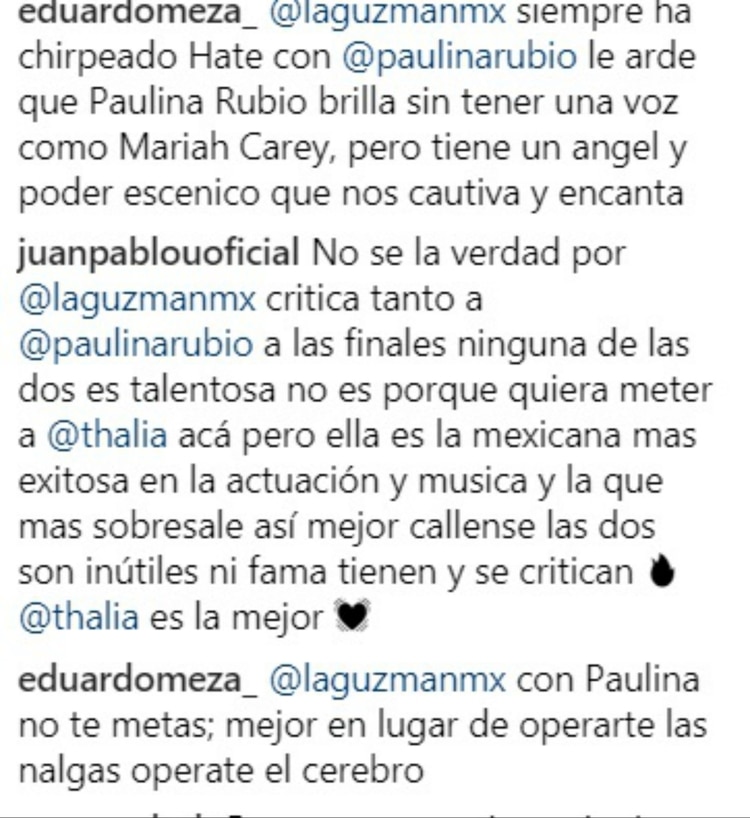 A los fans de Paulina no les gustó el comentario de Guzmán