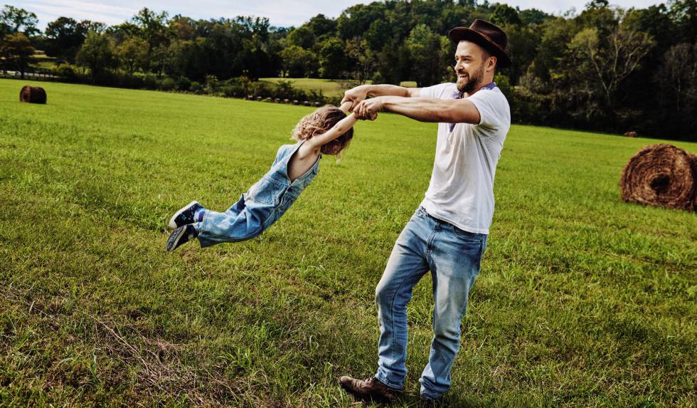 Justin Timberlake, junto a su hijo, Silas. 