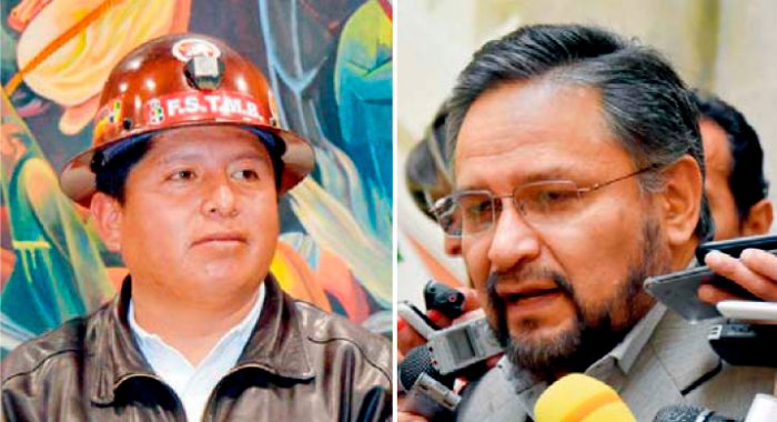 JUAN CARLOS HUARACHI, EJECUTIVO DE LA COB Y ALFREDO RADA, MINISTRO DE LA PRESIDENCIA.