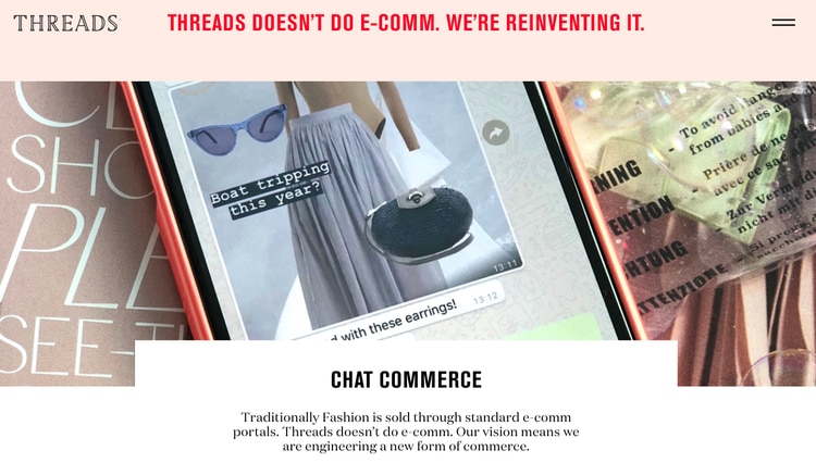 Threads nació en 2009  como una reinvención del e-commerce: el chat commerce.