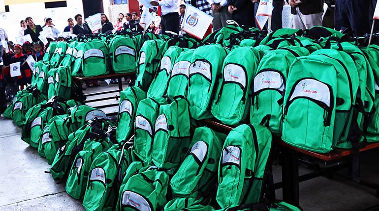 Las mochilas entregadas a los escolares en la gestión 2016. | Alcaldía de Cercado