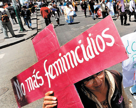 Una de las movilizaciones en contra de los feminicidios en La Paz.