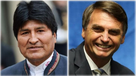 El presidente Morales y el electo Bolsonaro.