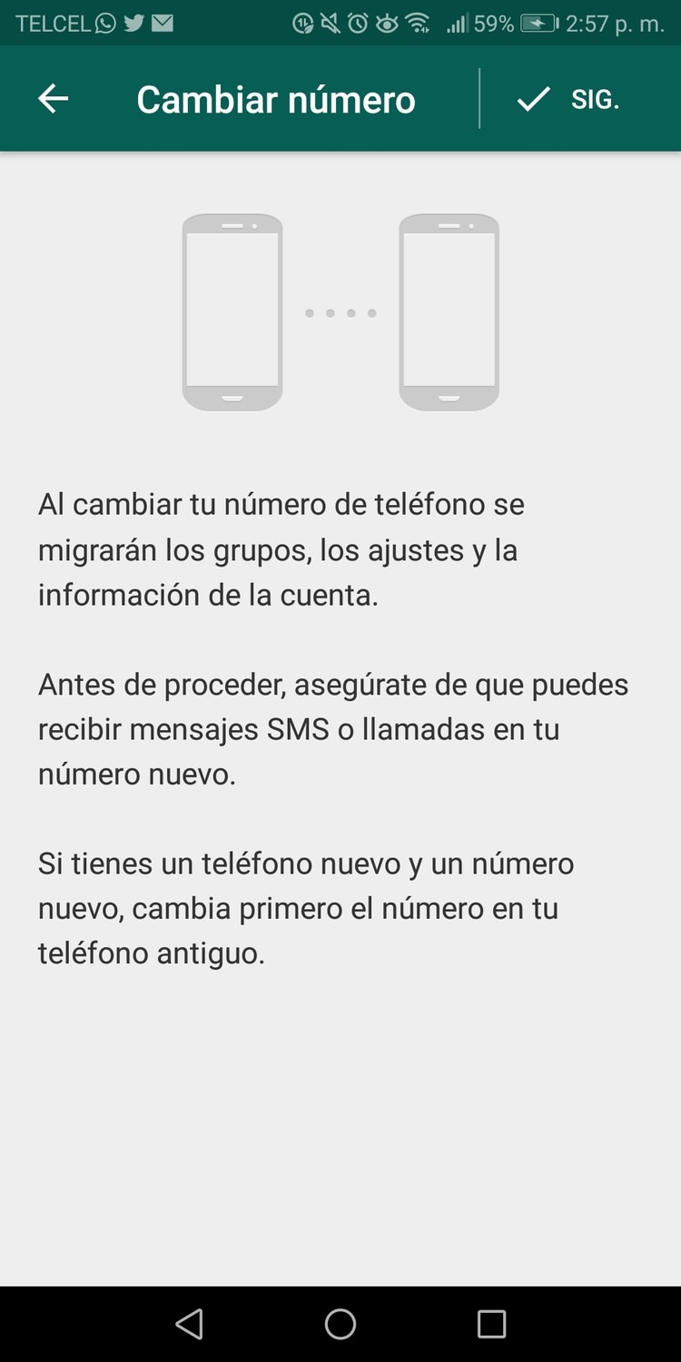 Al hacer el cambio tus contactos no recibirán una notificación por la modificación del número (Captura de pantalla)
