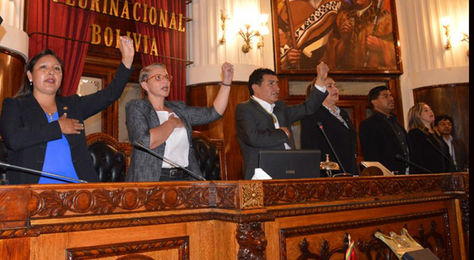 Borda, junto a la directiva de Diputados, tras su juramento.