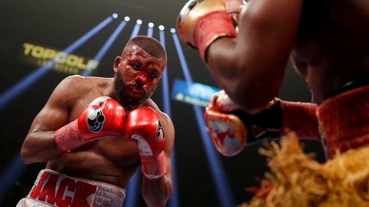 Badou Jack, left, fights Marcus Browne in the WBA interim light heavyweight title boxing bout Saturday, Jan. 19, 2019, in Las Vegas. (AP Photo/John Locher)