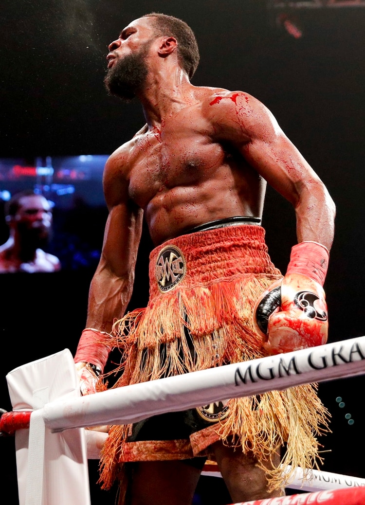 Marcus Browne celebrates his win against Badou Jack in the WBA interim light heavyweight title boxing bout Saturday, Jan. 19, 2019, in Las Vegas. (AP Photo/John Locher)