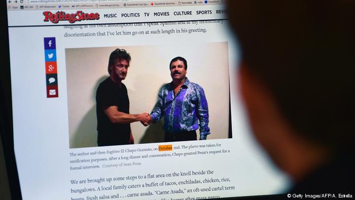En la imagen, el actor Sean Penn (izquierda), y El Chapo (derecha).