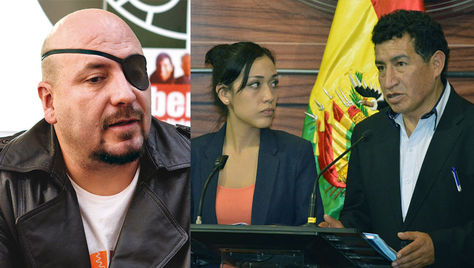 El defensor David Tezanos y los presidentes de las cámaras de Senadores y de Diputados, Adriana Salvatierra y Víctor Borda.