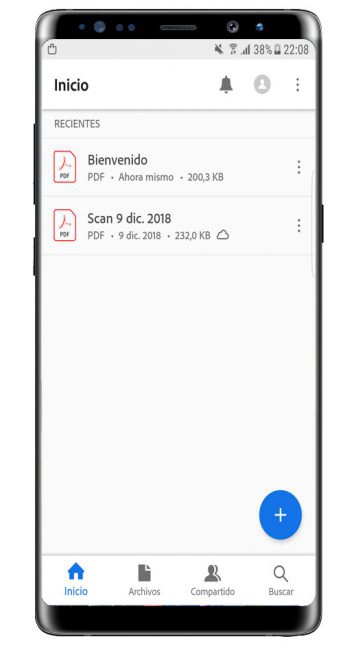 Interfaz de Adobe Reader