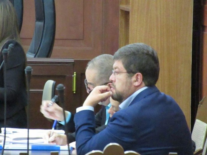 El líder político Samuel Doria Medina, durante la audiencia de hoy, en el TSJ, en Sucre. FOTO: José Luis Rodríguez