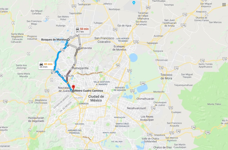 El camión tenía como destino el Metro Cuatro Caminos, pero el conductor desvió la ruta y se adentró en la Colonia Bosques de Morelos (Foto: Google Maps)