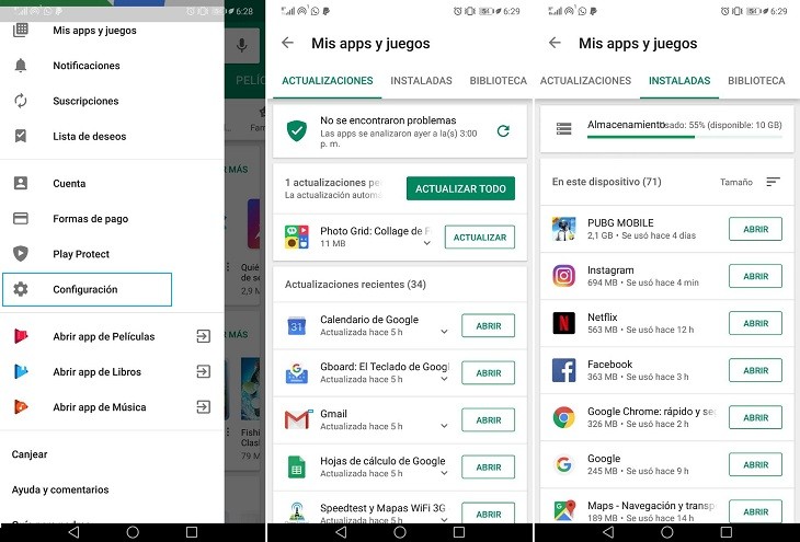 Aplicaciones descargadas y borradas de Google Play