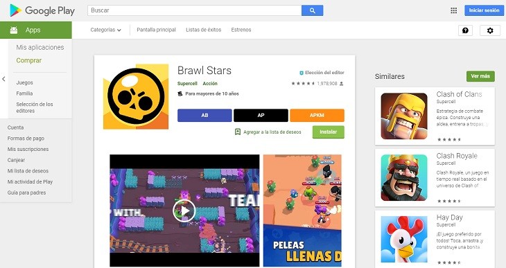Google Play versión web