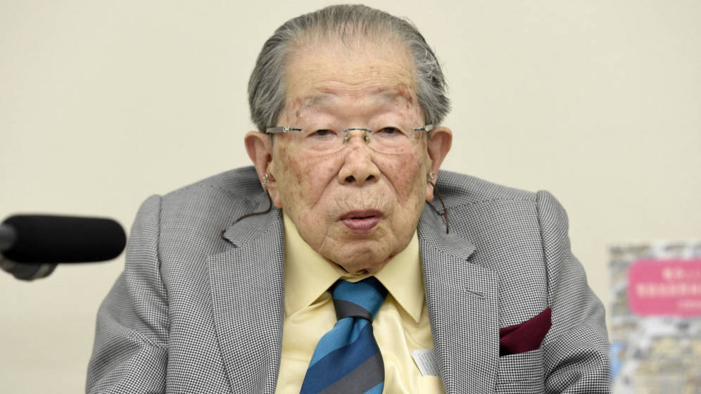 Foto: Shigeaki Hinohara, en una conferencia en 2015, cuando tenÃ­a 103 aÃ±os